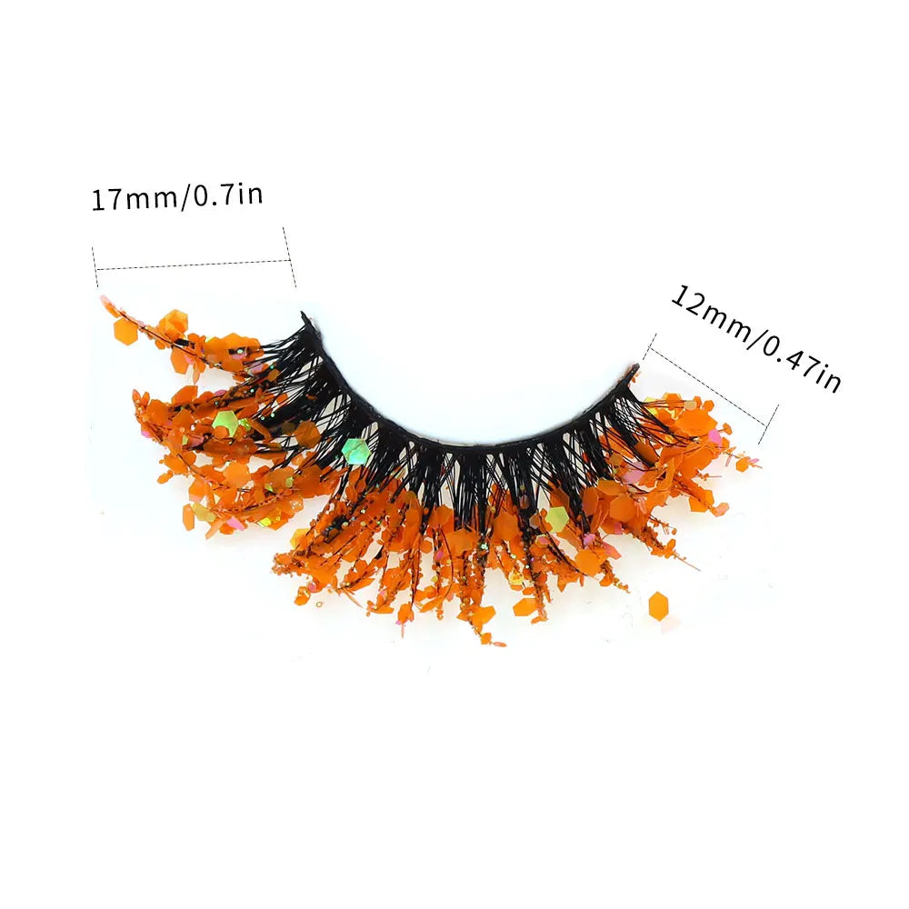 1 Pair Halloween Style Dreamy Sequins Glitter False Eyelashes Whole Strip Fluffy DIY Lashes Cosplay Stage Eye Makeup