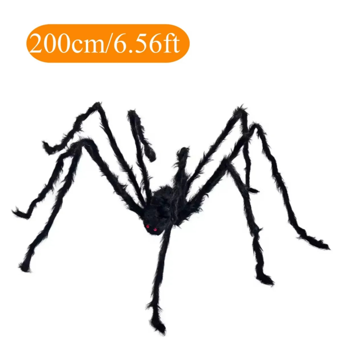 Halloween Plush Spider, 30-200cm Outdoor Giant Spider Decor Chamber Prank Black Spider, Horror Halloween Decoration Party Prop
