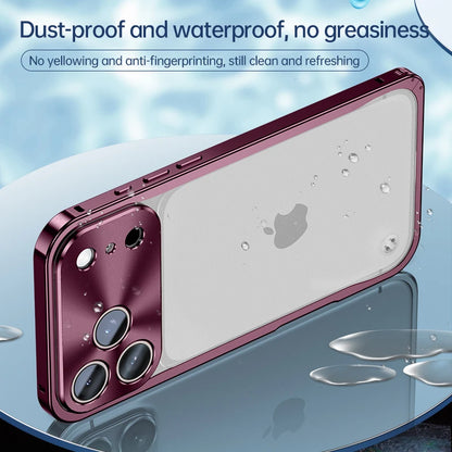 Buckle Metal Frame Phone Case For Iphone 17 18 Pro Max Magnetic Aluminum Frosted PC Matte Back Panel Phone Cover For Magsafe