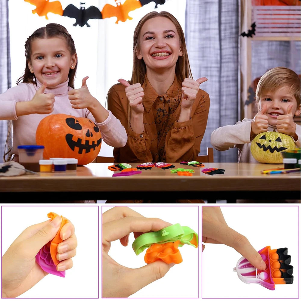 6-piece Halloween mini decompression sensory popular keychain suitable for children's Halloween party gifts