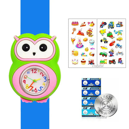 Boys Girls Watches Baby Kindergarten Party Gift Children Study time Toy Wristwatches Slap Bracelet Clock Cartoon Kids Watches