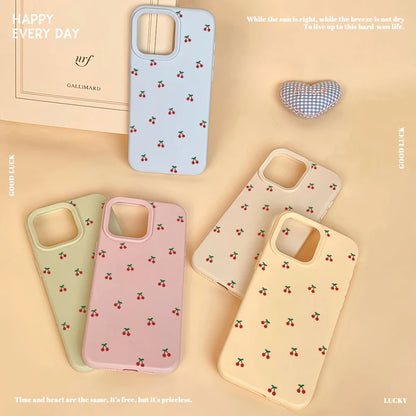 For iPhone 18 17 16 15 14 13 12 11 Pro Max Case Cute Cartoon Cherry Graphic Silicone Phone Cover For iPhone 16 Plus Soft Fundas