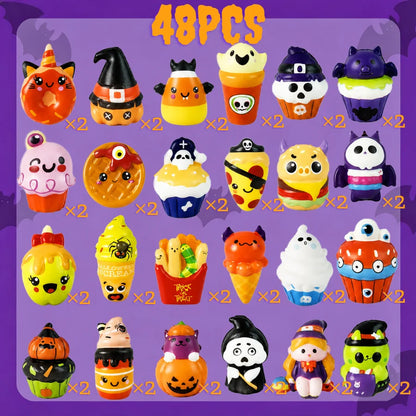12-72Pcs Halloween Squishies Fidget Halloween Party Favors Stress Relief Non Candy Trick or Treat Spooky Gift Goody Bag Stuffers
