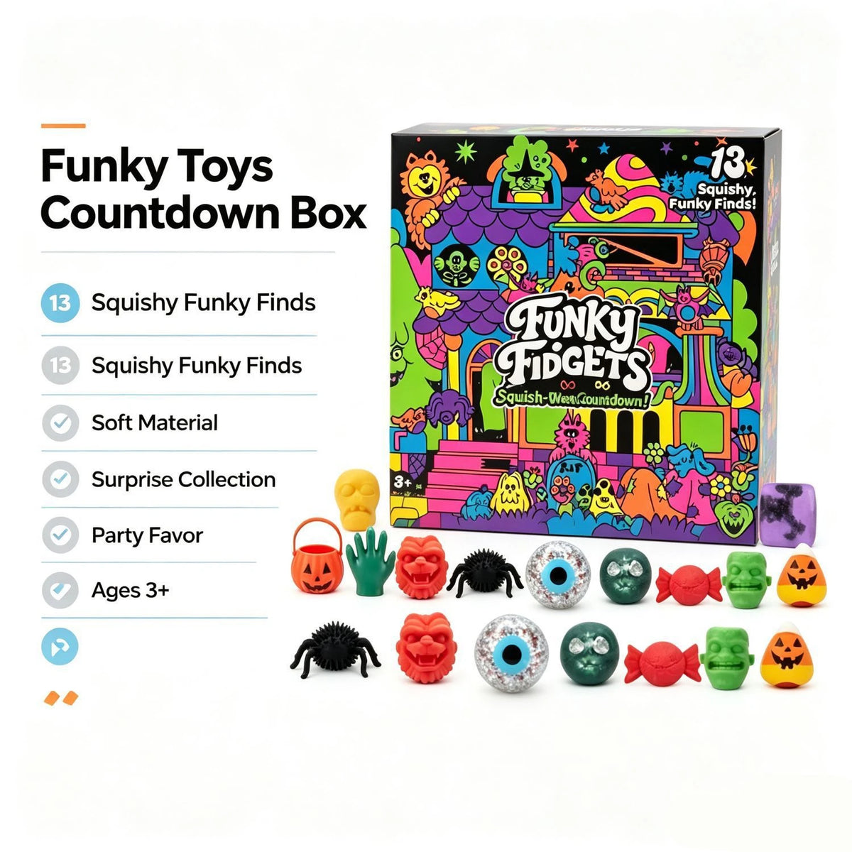 Halloween Party Advent Calendar 13 Days Spooky Squishy Slow Rise Stress Relief Countdown Gift Box Party Favors Advent Calender