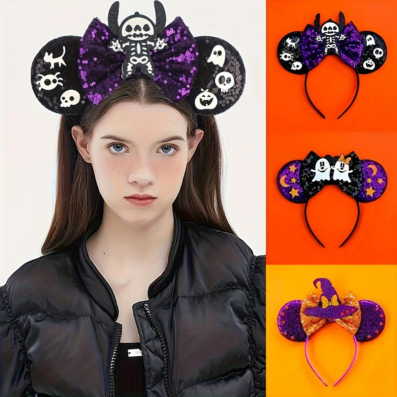 1pc Halloween Stitch Headband Mickey Minnie Mouse Ears for Girls Role Playing Parties Festivals Wear Women's Hair Hoops