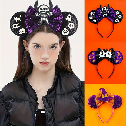 1pc Halloween Stitch Headband Mickey Minnie Mouse Ears for Girls Role Playing Parties Festivals Wear Women's Hair Hoops