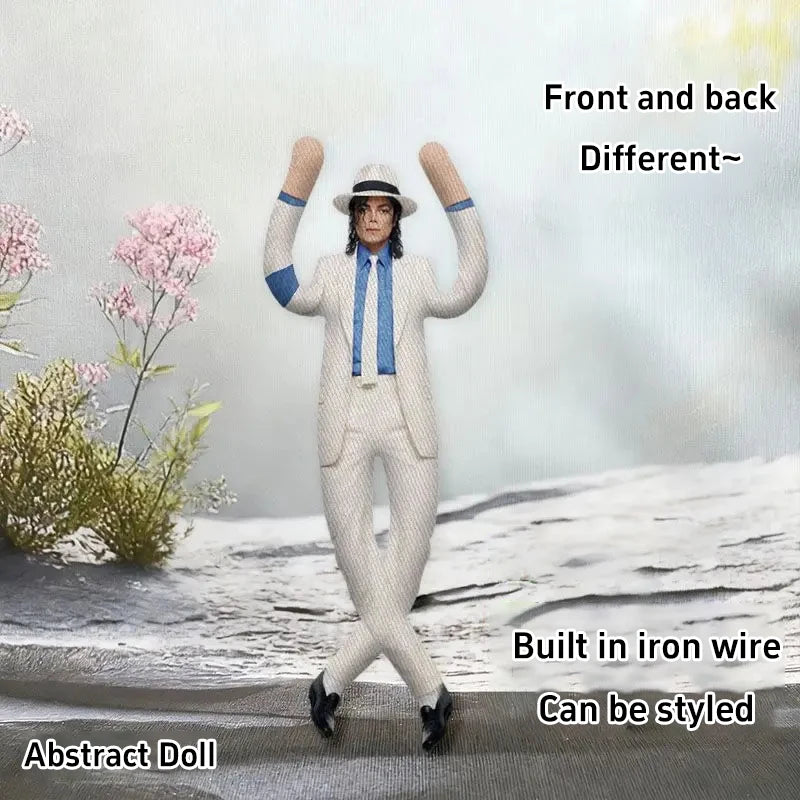Michael Jackson Plush Doll With Wire Frame Poseable Figure Movable Joints Abstract Toy Fan Collectible Gift Home Decor
