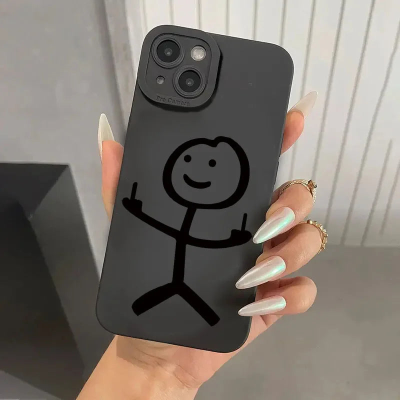 Cute Cartoon Matchman Matte Silicone Phone Case For iPhone 18 16 11 12 13 14 15 17 Pro Max XR XS X 7 8 Plus 16E Soft Back Cover