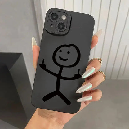 Cute Cartoon Matchman Matte Silicone Phone Case For iPhone 18 16 11 12 13 14 15 17 Pro Max XR XS X 7 8 Plus 16E Soft Back Cover