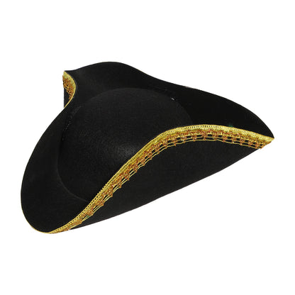 Black Brown Pirate Hat Caribbeans Tricorn Pirate Hat Halloween Cosplay Captain Hat Cap Jacks Sparrows Hat Masquerade Headgear