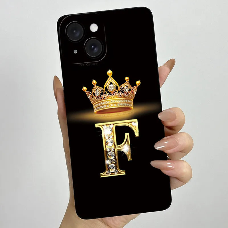 For Apple iPhone 15 Plus Case iPhone15 Pro Crown Letter Cover Soft Liquid Phone Case For iPhone 15 Pro Max iPhone15 Fundas Coque