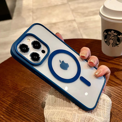 Luxury For Magsafe Transparent Case For iPhone 16 15 14 13 12 11 Pro XS XR Max Mini Plus Magnetic Wireless Charge Cases Cover