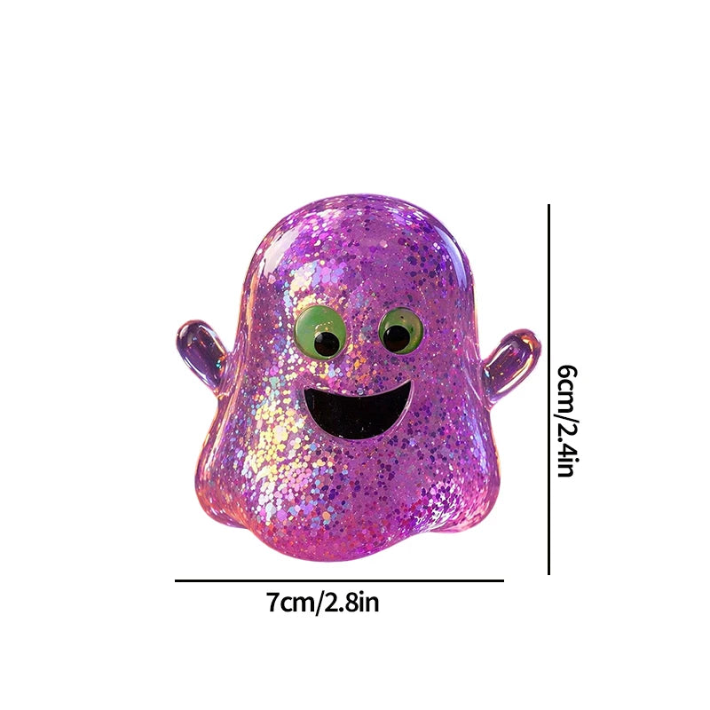 2026 Halloween Maltose Squishy Sequins Glitter Pumpkin Squeeze Balls Anti-stress Slow Rebound Pinch Toy Halloween Party Favors