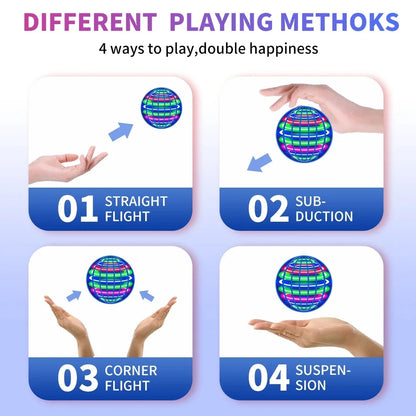 AFlying Ball, Automatic Spinning Ball, LED Dazzling Lights, Floating Magic, Fan, UFO Flying Machine, Toy Gift, Game, Sports Ball