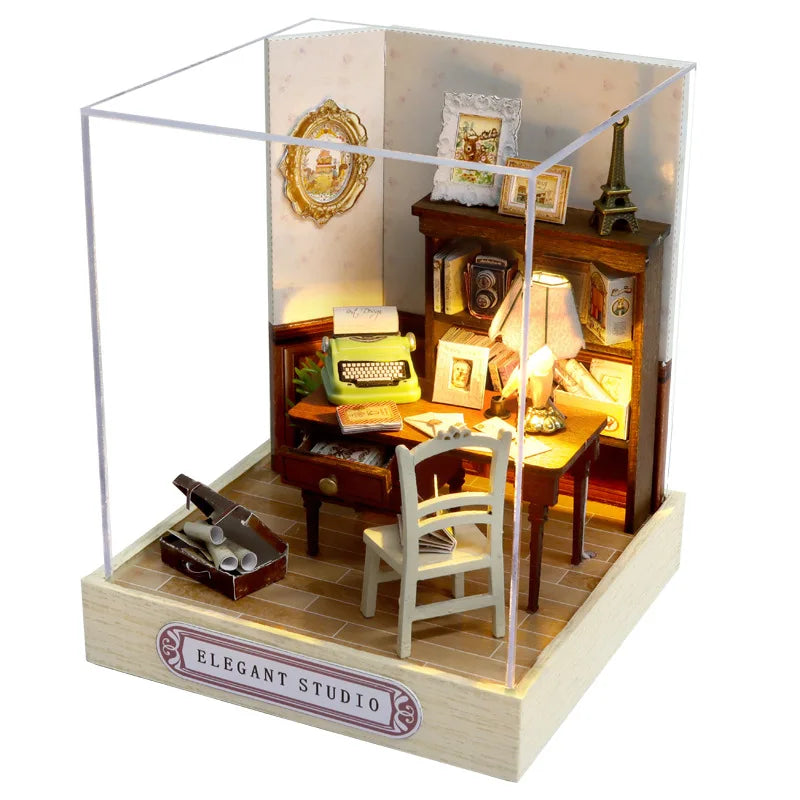 DIY Miniature Dollhouse Kit Assemble Puzzle 3D Wooden House Room Craft With Furniture LED Lights For Friends Birthday Gift Toys