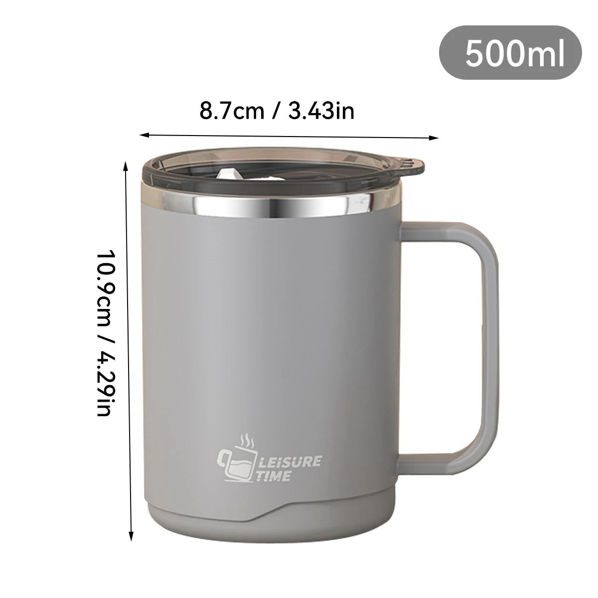500ml Double-layer Mug 304 Stainless Steel Insulated Coffee Cup With Handle Portable Sealed Water Cup Drinkware For Student Kid