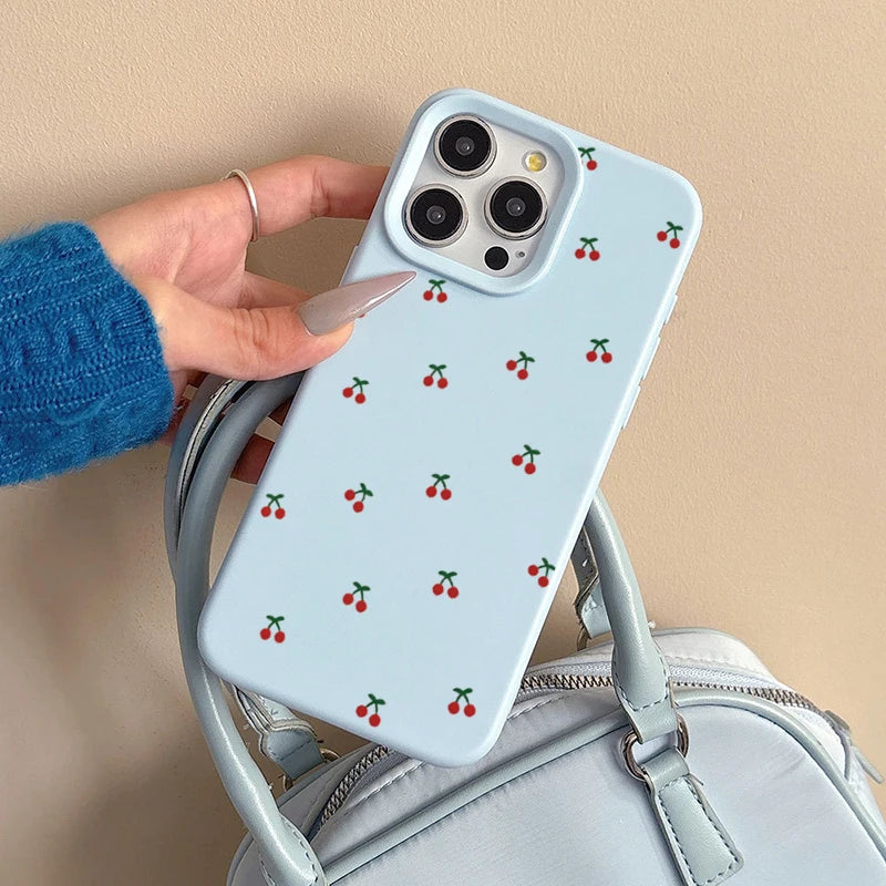 For iPhone 18 17 16 15 14 13 12 11 Pro Max Case Cute Cartoon Cherry Graphic Silicone Phone Cover For iPhone 16 Plus Soft Fundas