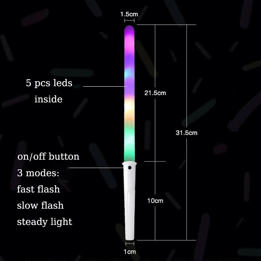 10/20/30 PCS 3 Modes 31.5cm Colorful LED Glow Sticks Cotton Candy Marshmallows Sticks LED Light Tubes Party Props Party Supply