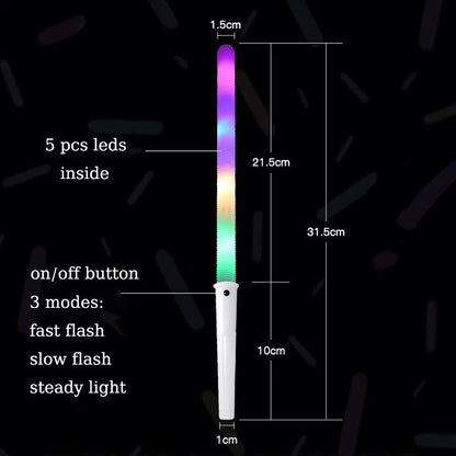 10/20/30 PCS 3 Modes 31.5cm Colorful LED Glow Sticks Cotton Candy Marshmallows Sticks LED Light Tubes Party Props Party Supply