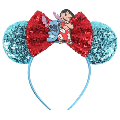 New Christmas Halloween Mouse Ears Headband Cartoon Sequin Bows Headband Birthday Party Princess Cosplay Costume For Women Adult