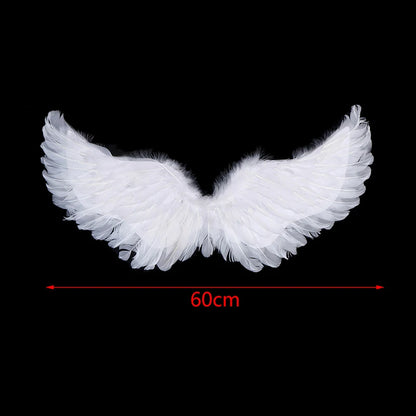 Kids Adult Party Swallow White Angel Feather Wings Halo Magic Wands Cosplay Elastic Straps Wedding Halloween Christmas Birthday