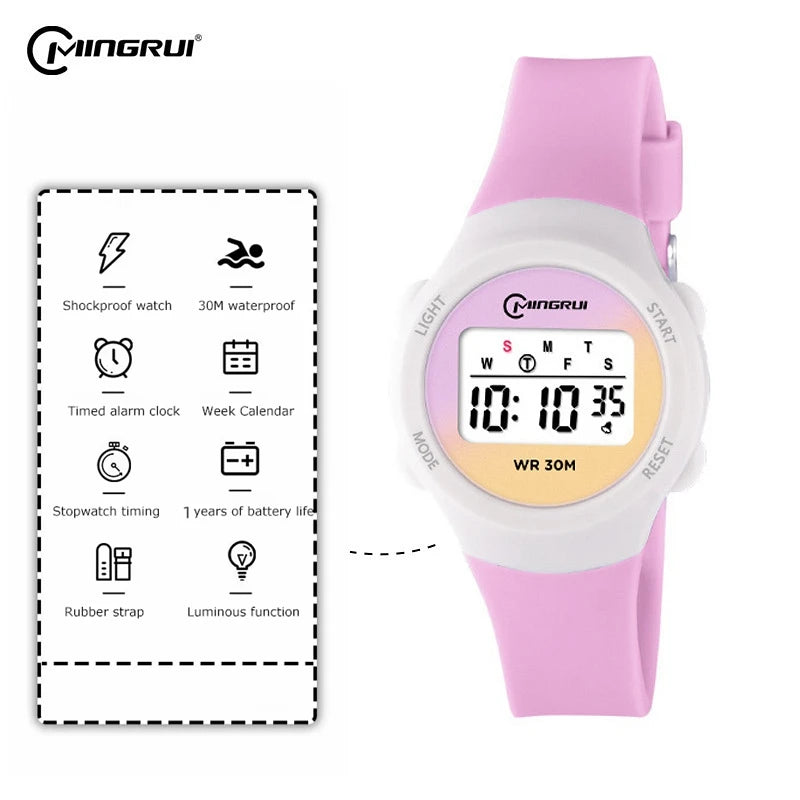 Kids Sport Watches Alarm Stopwatch Children Digital Watch For Boys Girls 30M Waterproof Pink Student Electronic Wristwatch