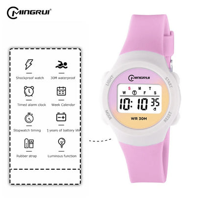 Kids Sport Watches Alarm Stopwatch Children Digital Watch For Boys Girls 30M Waterproof Pink Student Electronic Wristwatch