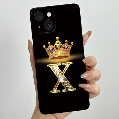 For Apple iPhone 15 Plus Case iPhone15 Pro Crown Letter Cover Soft Liquid Phone Case For iPhone 15 Pro Max iPhone15 Fundas Coque