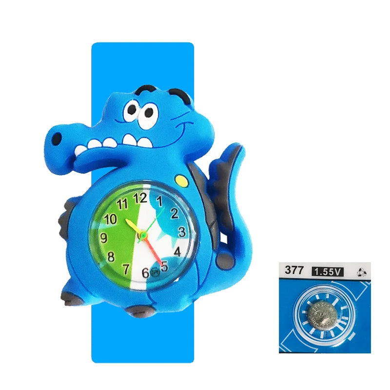 Cartoon Children Watches Baby Study Look The Time Toy Bracelet Kids Slap Watch for Boys Girls Birthday and Christmas Gift Clock