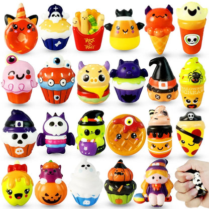 12-72Pcs Halloween Squishies Fidget Halloween Party Favors Stress Relief Non Candy Trick or Treat Spooky Gift Goody Bag Stuffers