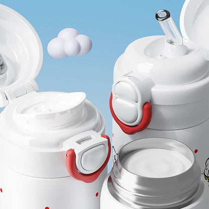 X&W Sanrio 500mL Vacuum Cup Insulated Coffee Mug Kuromi Thermos Cup 316 Stainless Steel Double Drinking Straw Cup Water Bottles