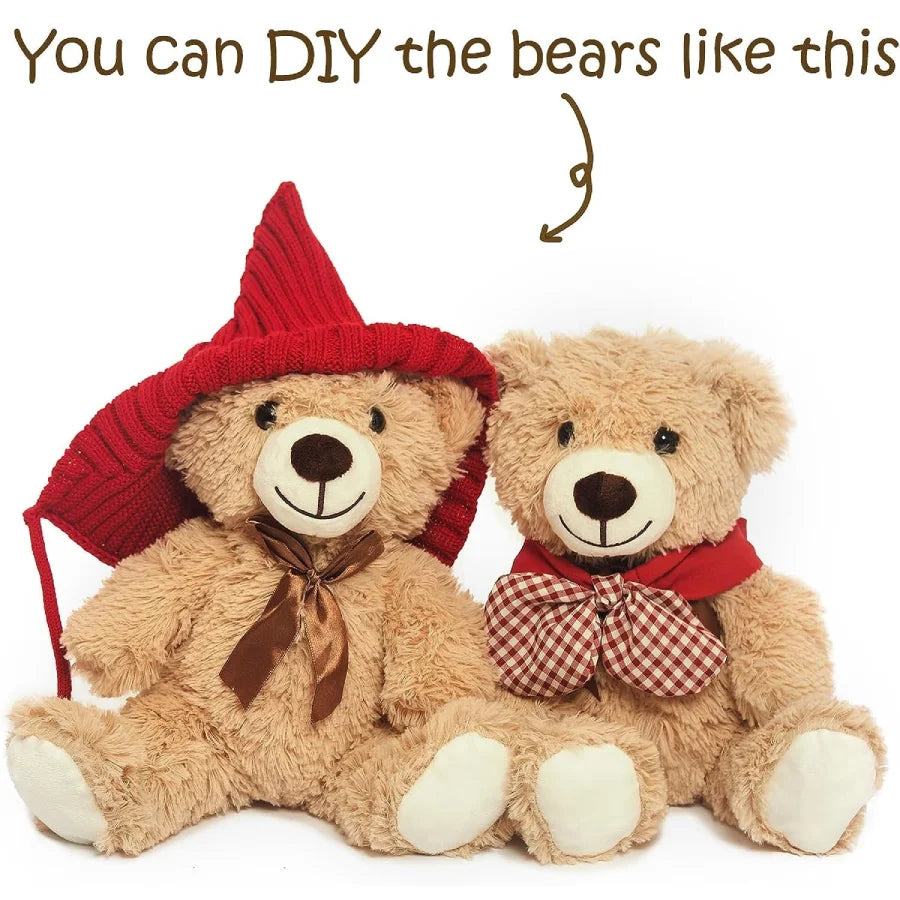 Teddy Bear Stuffed Animal Plushie, Light Brown Stuffed Teddy Bear Toys, Soft Plushies Gift for Baby Shower, Room Decorations