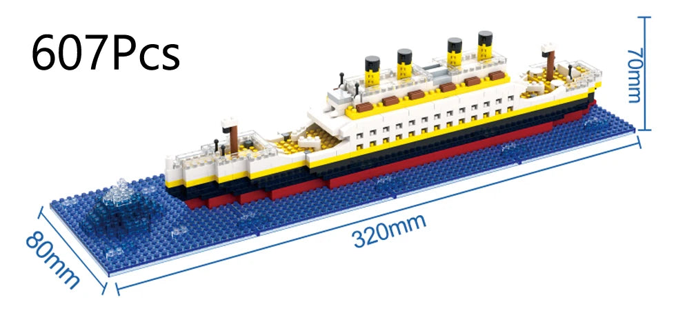 Small Particle Building Block Assembly Toy Titanic Giant Boy Girl Puzzle Cruise Ship Brick Model Kit Desltop Birthday Gift Child