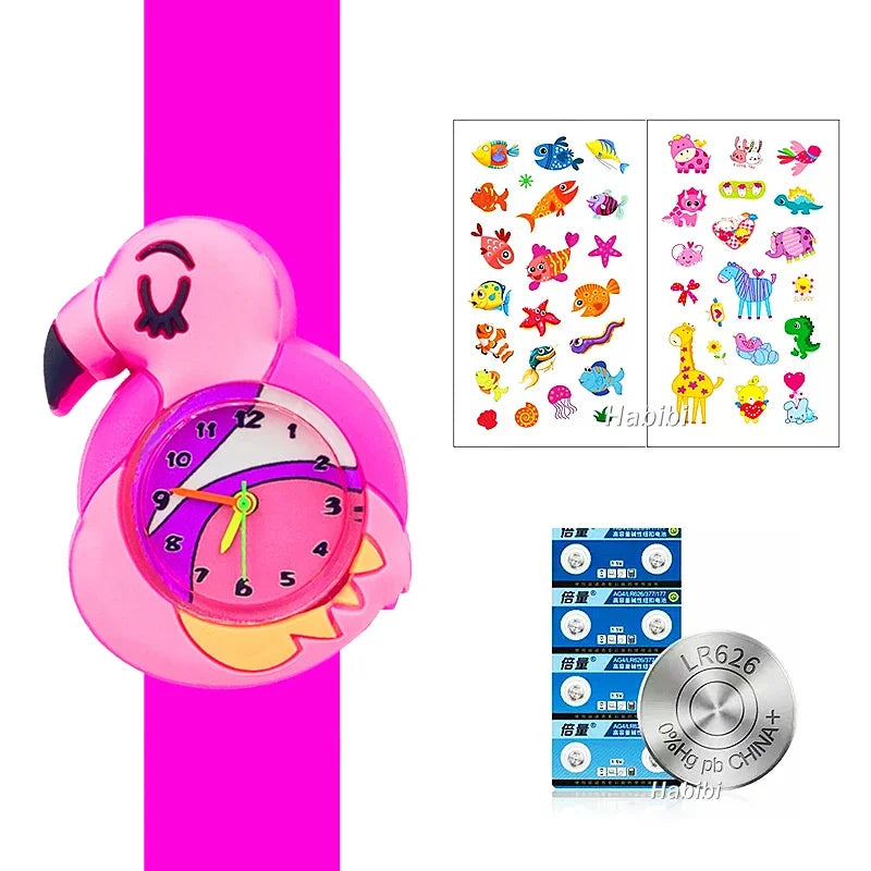 Boys Girls Watches Baby Kindergarten Party Gift Children Study time Toy Wristwatches Slap Bracelet Clock Cartoon Kids Watches