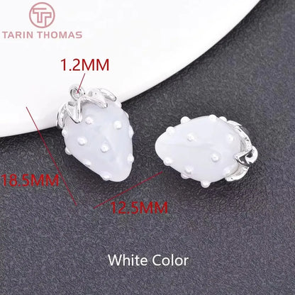 (10593) 4PCS 24K Gold Color Brass Pearl Embellished Hollow Strawberry Shaped Pendants High Quality DIY Jewelry Making