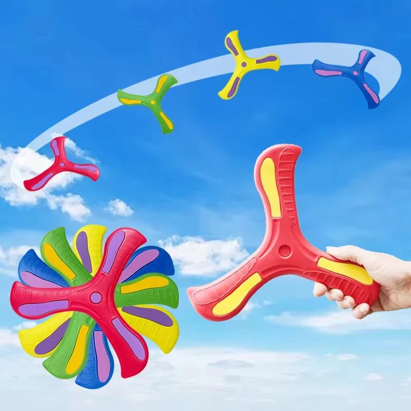 Boomerang Soft Three-leaf Cross with Night Light Outdoor Toy Flying Disc Adult-kids Interactive Sports Toy Puzzle Gift for Kids