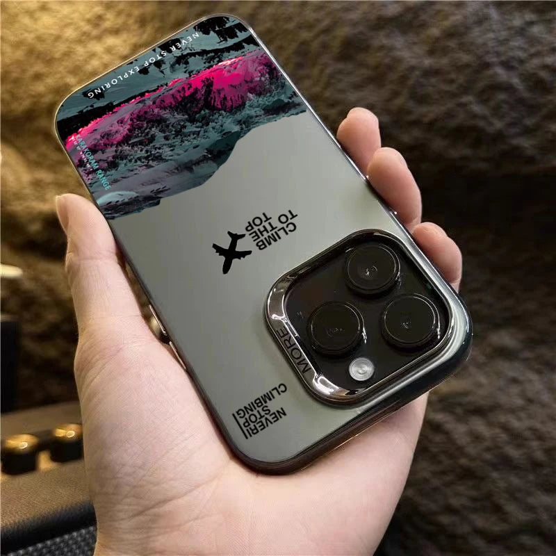 Mountain Peak Aircraft Phone Case for IPhone 18 17 16 14 15 11 12 13 Pro Max 15 16 Plus Air 18promax Shockproof Sunset IMD Cover