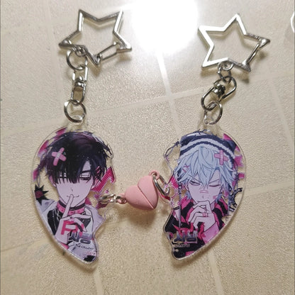 Anime ALIEN STAGE Keychain Till Ivan Heart-Shaped Magnetic Pendant Cute Bag Pendant Key Ring Acrylic Cartoon Girl Gifts