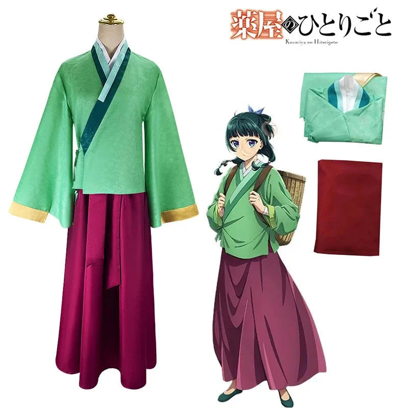 Mao Mao Cosplay Costume Wig Anime The Apothecary Dress Skirt Green Top Kusuriya No Hitorigoto Halloween for Women