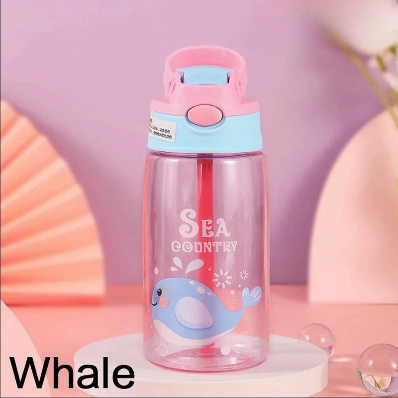 1PC Kids Water Sippy Cup Kids Water Bottle with Straw and Handle Portable Drinking Bottle Cup Children