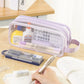 Purple Transparent Pencil Case, Large-capacity Simple Stationery Bag, Cute Cosmetic Bag, Student Study Supplies, Office Supplies