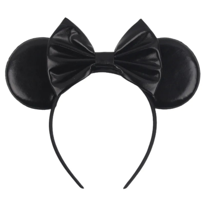 Disney leather Bat Bows Mickey Mouse Ear Headband for Adults Halloween Headwear Women Girls Cosplay Ghost Party Hair Accessories