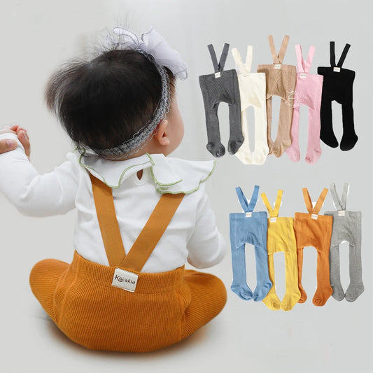 Xmas Baby Girl Boy Stocking 0-24M Infant Toddler Knit Tights Newborn Suspender Tights Pantyhose Solid High Waist Overall Legging