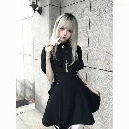 Gothic Vintage Lace Y2k Mini Dress Women Design Streetwear Black Lolita Slim Dress Long Sleeve Elegant Dress Spicy Girls