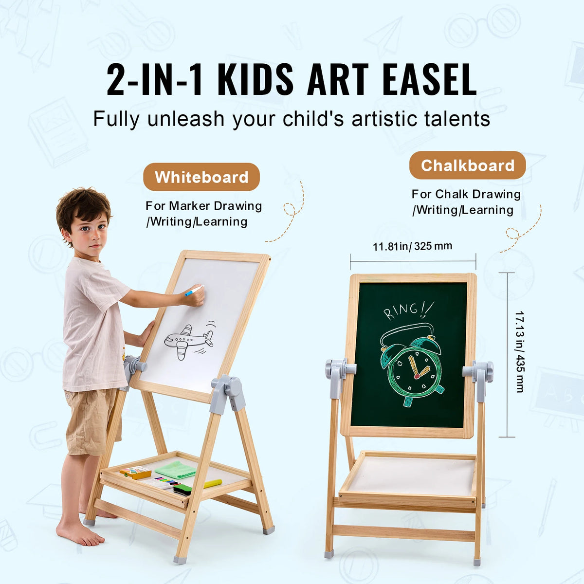 SucceBuy Standing Magnetic Drawing Board WordPad Art Easel with Painting Accessories Children Educational Toys for Kids Boy Girl