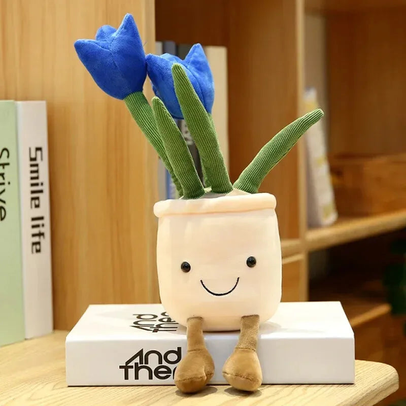 Lifelike Tulip Plant 33CM Plush Soft Plush Stuffed Toys Potted Flower Tulip Bookshelf