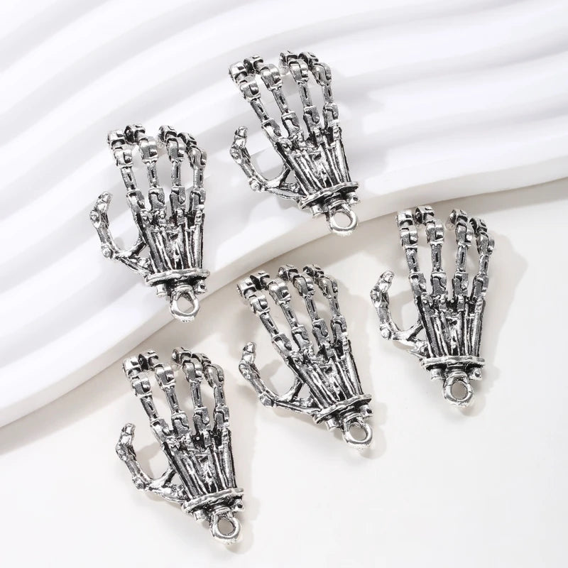 5pcs New Halloween Hand Alloy Charms 3D Big Skull Palm Pendants For Making Handmade DIY Findings Accessories Necklace Jewelry