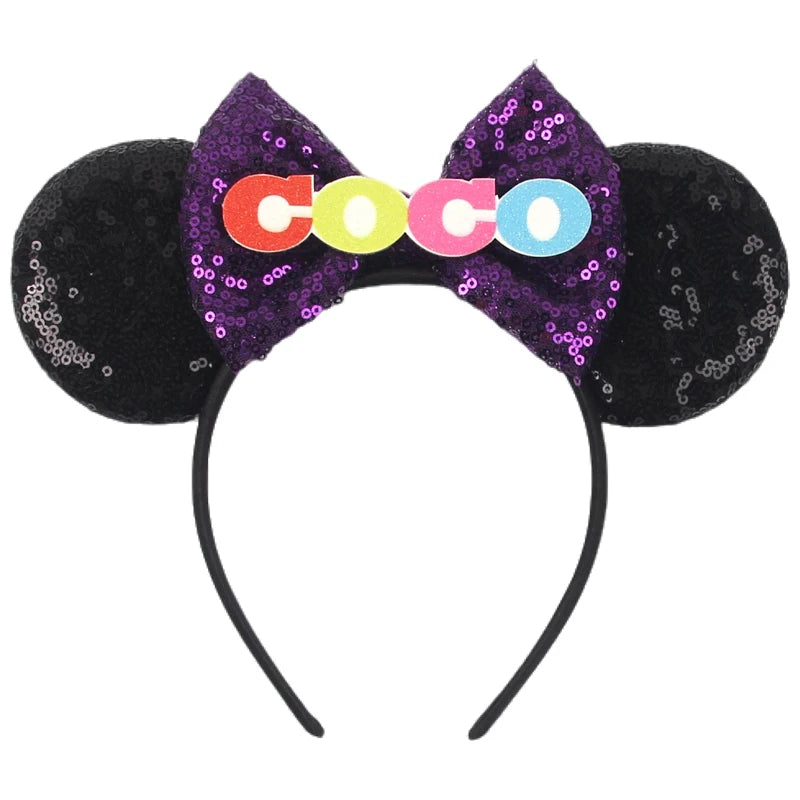 2024 Halloween Mouse Ears Headband Sequins Bow Hairband For Women Featival Party DIY Hair Accessories Boutique