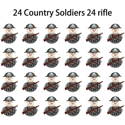 40/set World War II military building blocks National army soldier Character weapon assembly building block Children's toy gifts