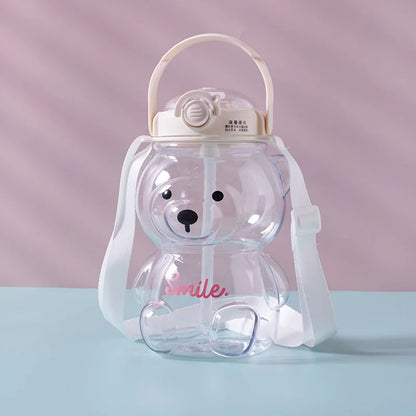 Cute Bear Cup Various Modes of 1000ml/1400ml Tumbler with Straw Kawaii Water Bottle For Girl Kid Outdoor Drinking Kettle